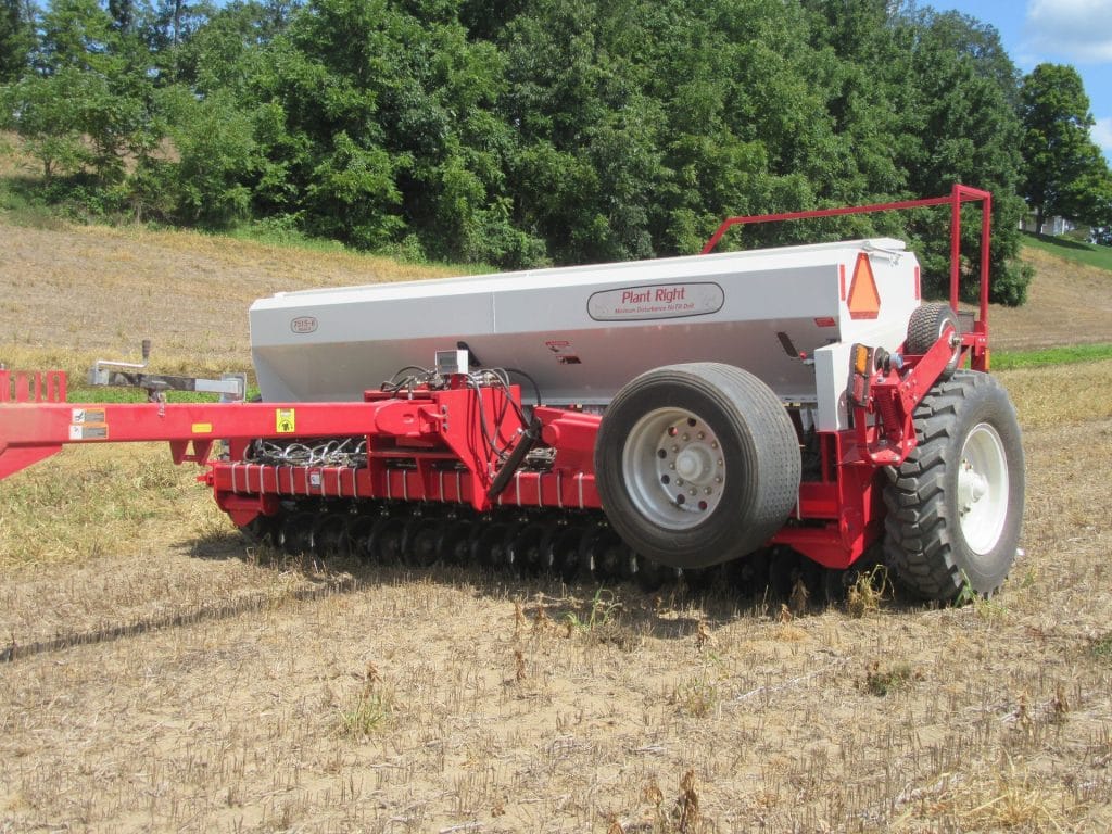 No-till drill in the field