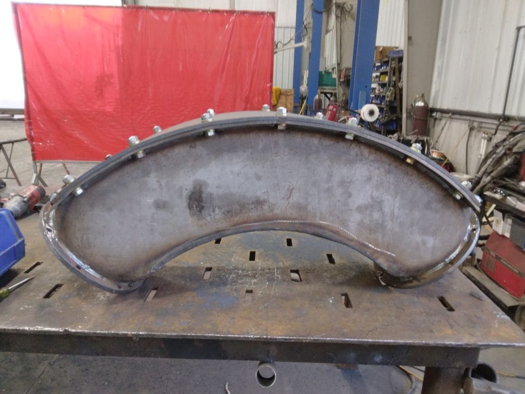 Rolled steel fabrication in the shop